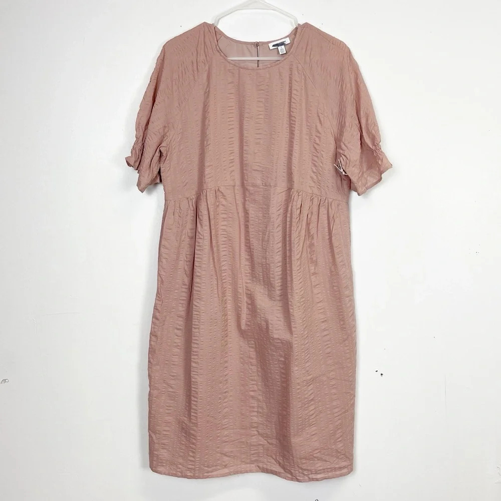 NEW Nordstrom Dress Womens Size Small Pink Puff Sleeve A-line Cotton Blend NWOT